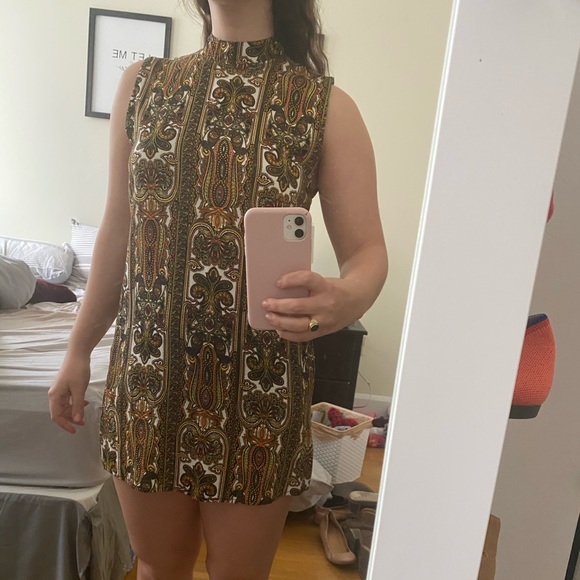 Boho shift dress, yellow and orange, size S - Picture 1 of 4